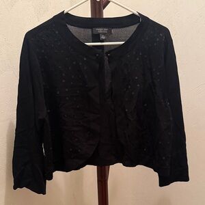 Dressbarn Woman Collection Cropped Black Knit Cardigan